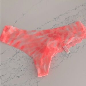 PINK Victoria’s Secret Orange and White Lace Trim Panties
